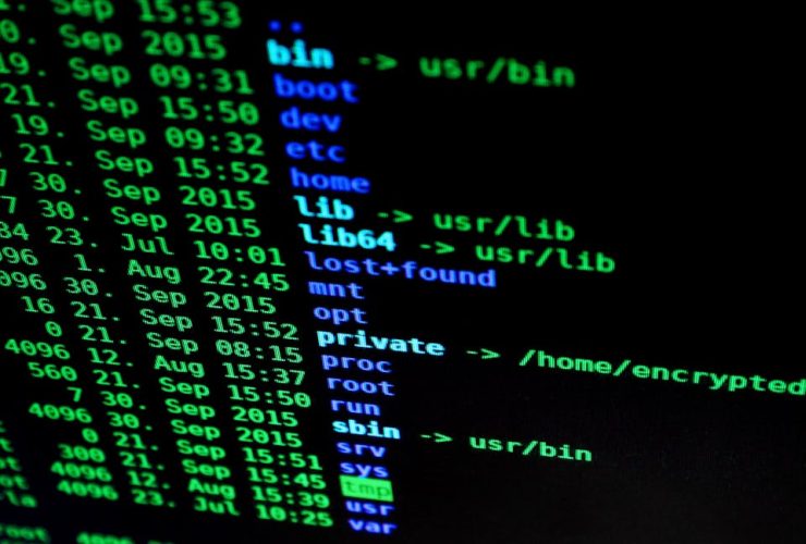 Close-up of colorful text on a computer screen, showcasing cybersecurity concepts.
