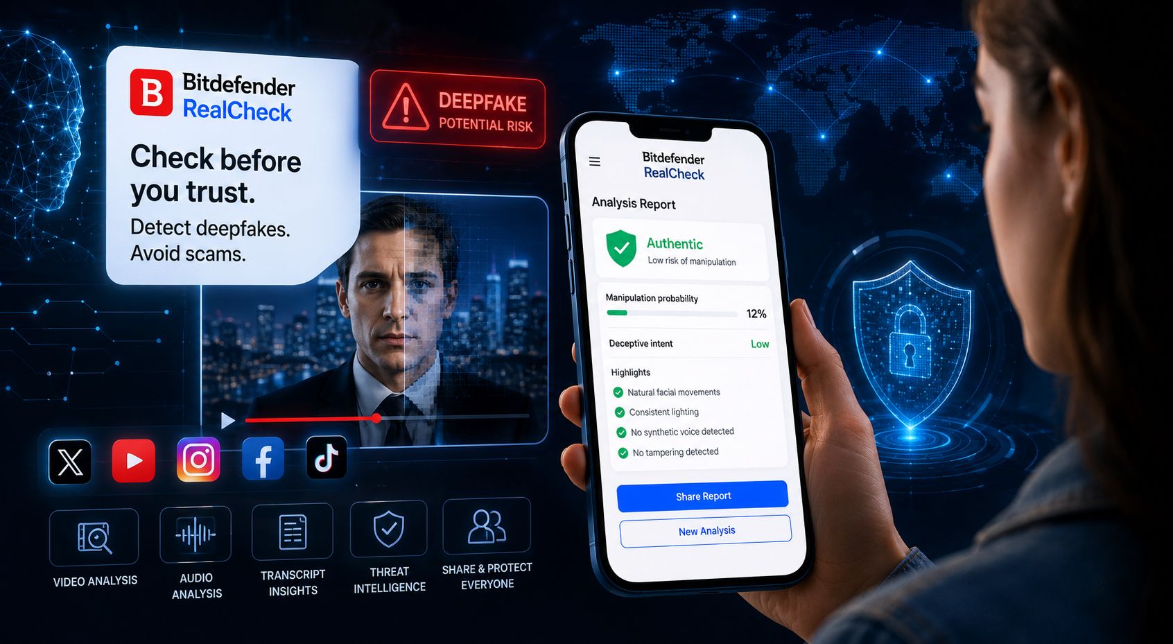 Bitdefender RealCheck analizza i video e rileva possibili deepfake