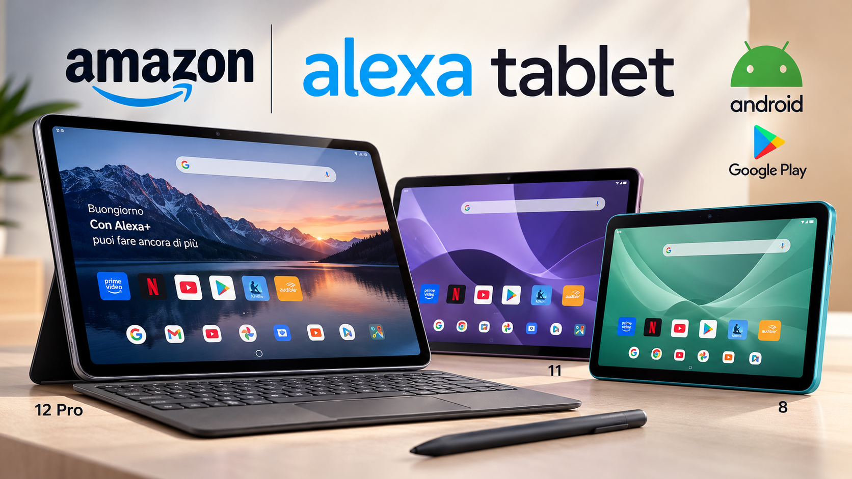 Amazon presenta Alexa Tablet 12 Pro, 11 e 8: Android, Google Play Store e Alexa+ da 229,99 euro