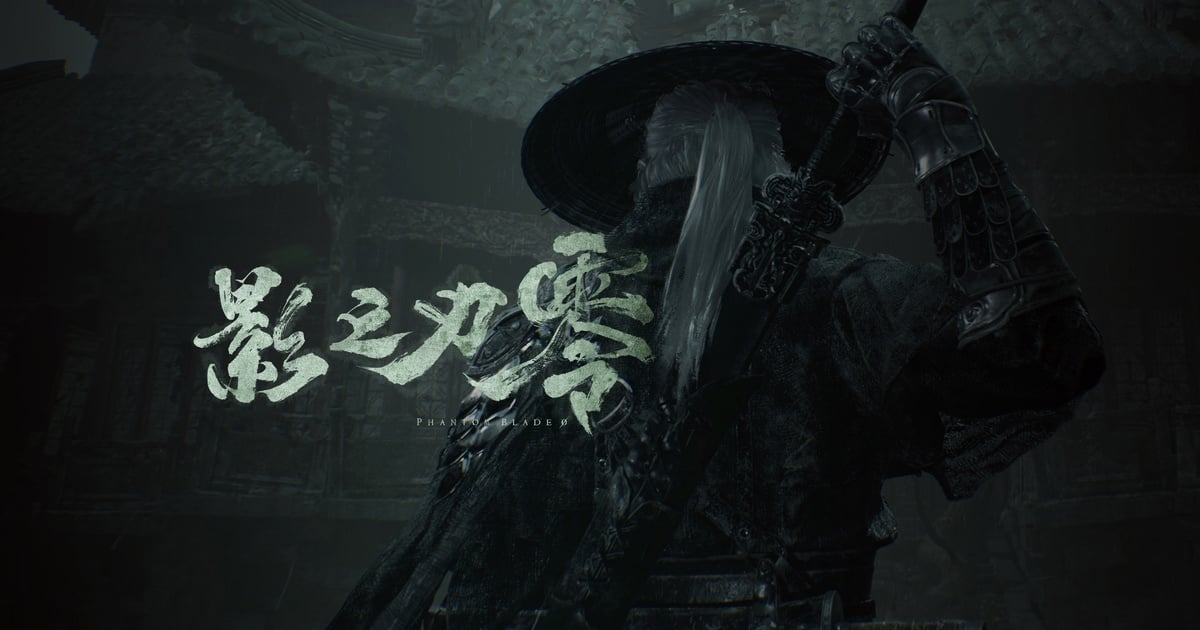 Il protagonista Soul di Phantom Blade Zero di spalle, con cappello di paglia e spada, accanto al logo del gioco