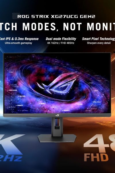 Monitor ASUS ROG Strix XG27UCG Gen2 Dual Mode, 4K a 162 Hz e Full HD a 485 Hz