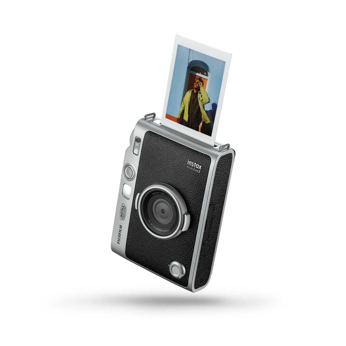 Fujifilm instax mini Evo 2 con una stampa istantanea