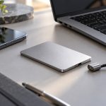 SSD portatile e smartphone: immagine illustrativa creata con IA