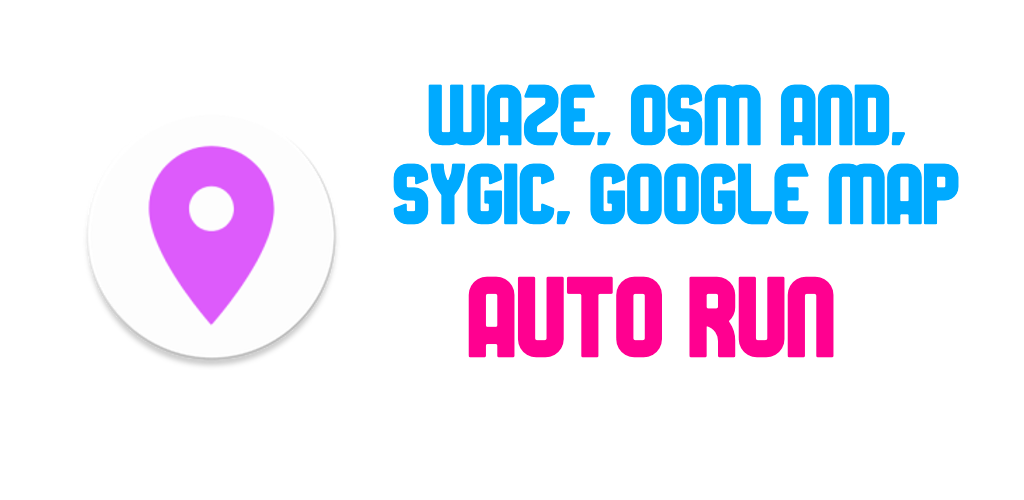 Navi AutoRun (Auto Launch Maps: Bluetooth): grafica ufficiale della scheda Google Play con l'icona dell'app e i nomi delle app di navigazione compatibili