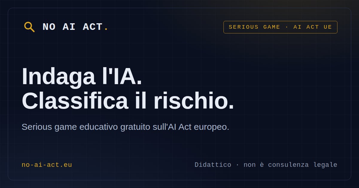 Copertina ufficiale del gioco investigativo NO AI ACT
