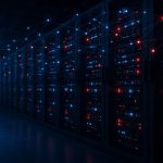Server in un data center con luci di rete
