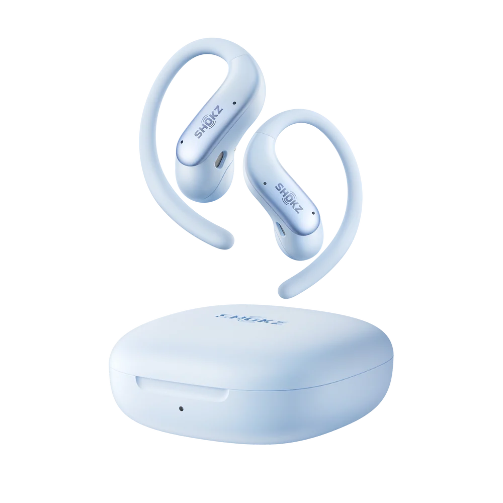 Auricolari Shokz OpenFit Air 2 nella colorazione Ice Blue