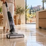 Illustrazione della pulizia a vapore dei pavimenti, creata con IA